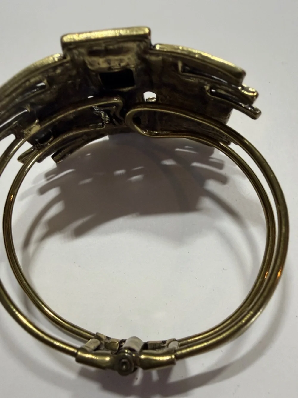 Vintage Modern Geometric‎ Gold-Tone Black Enamel Bracelet